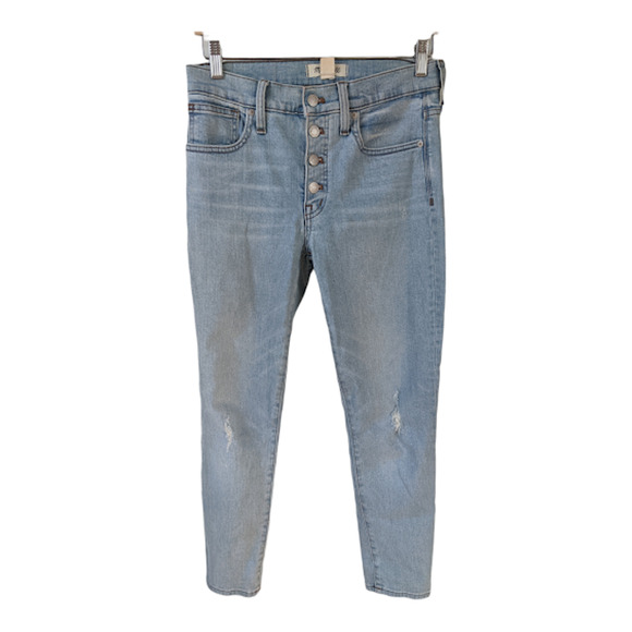 Madewell Womens Sz 27 High Rise Skinny Jeans Light Blue Wash Button Fly Stretch - Picture 1 of 8